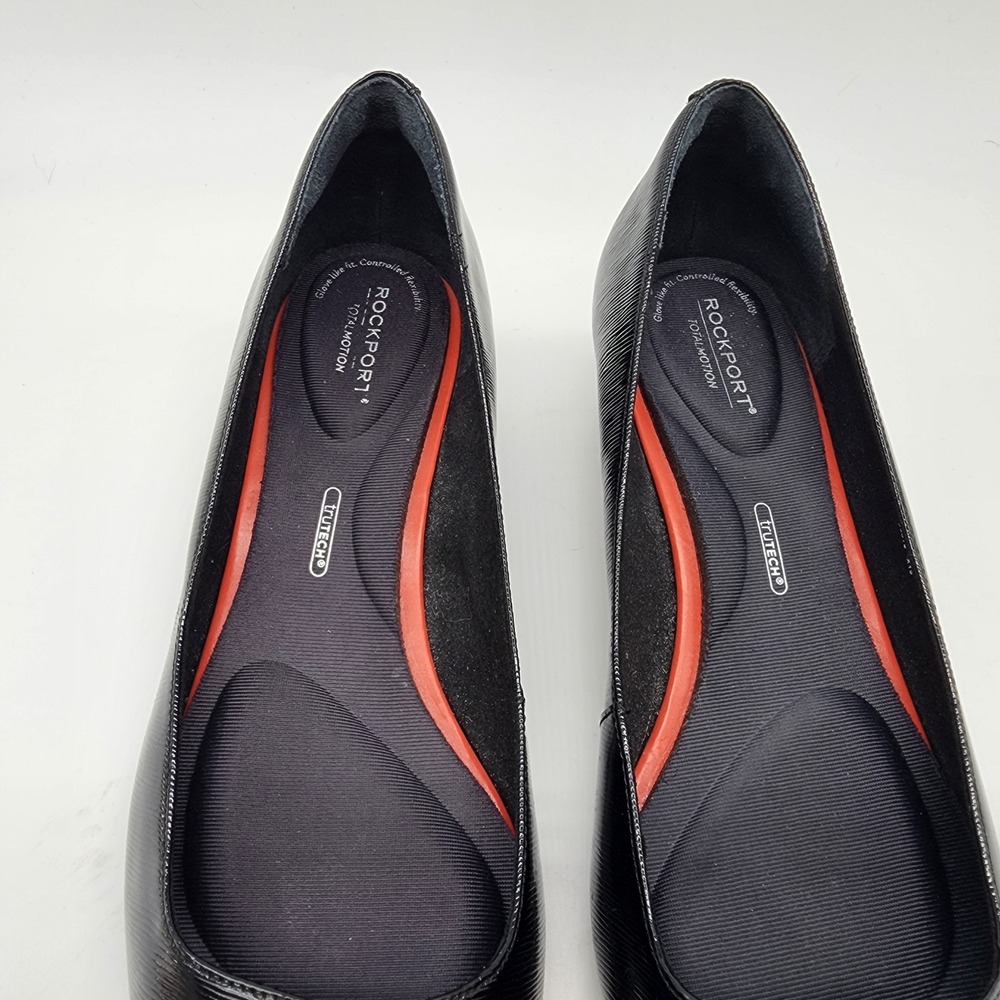 Rockport Total Motion Pump Women's 9.5 Black Patent Point Toe Block Heel Shoes - Picture 5 of 10